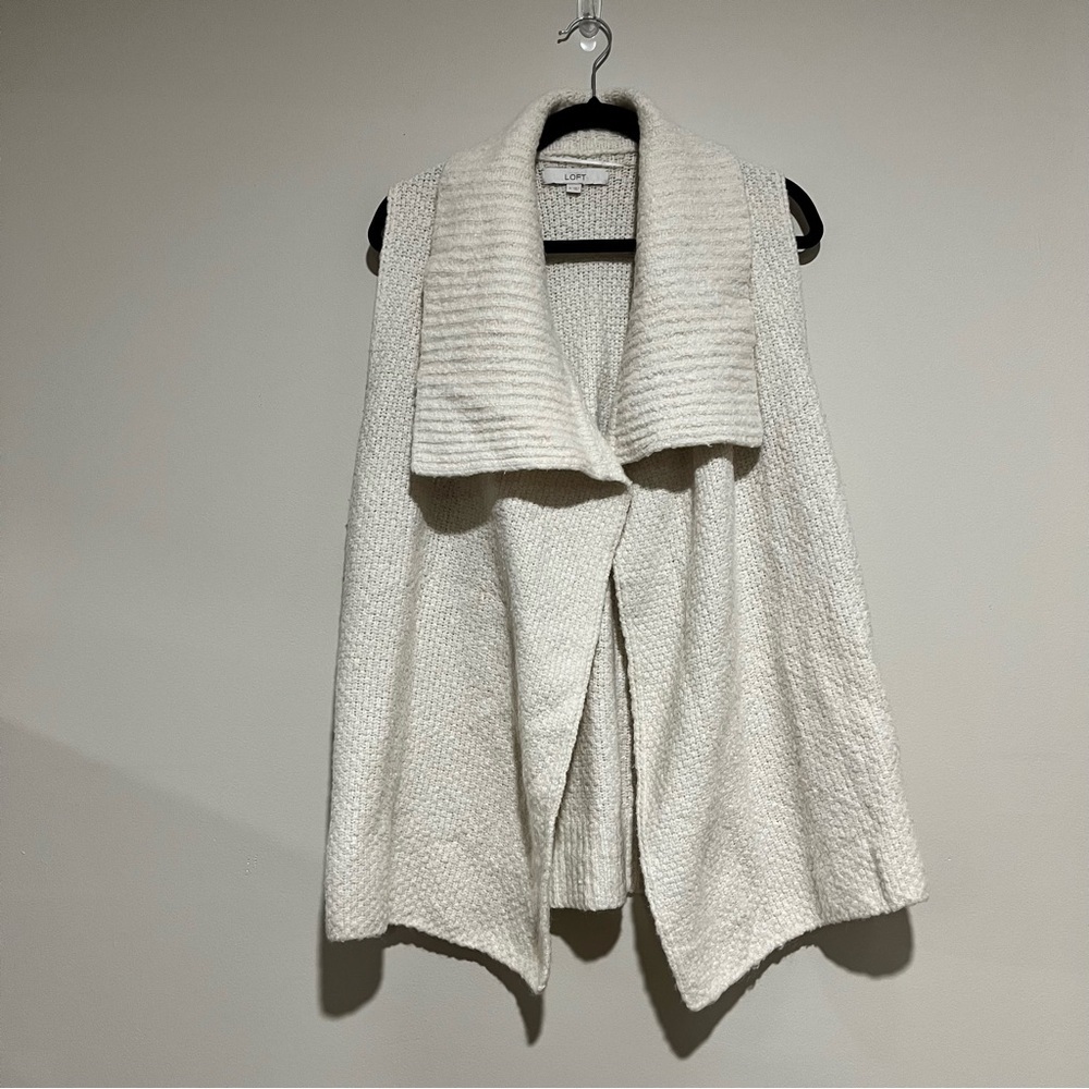 Loft | Wool & alpaca blend long sweater vest Basketweave knit Womens size M cozy